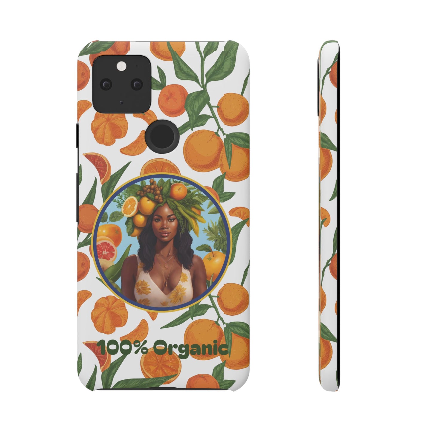 100% Organic Orange Plant Garden Snap Phone Case with Black Woman, Veggie Chic for Androids and iPhone models