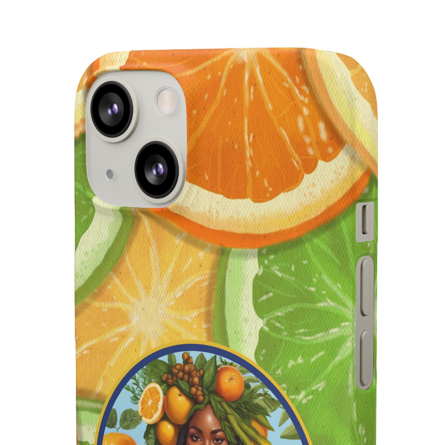 Organically Me Citrus Fruits Garden Snap Phone Case with Black Woman, Veggie Chic for Androids and iPhone models