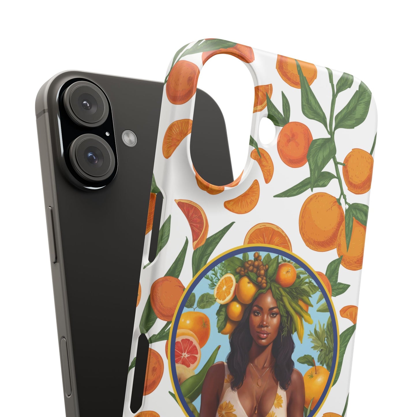 100% Organic Orange Plant Garden Snap Phone Case with Black Woman, Veggie Chic for Androids and iPhone models