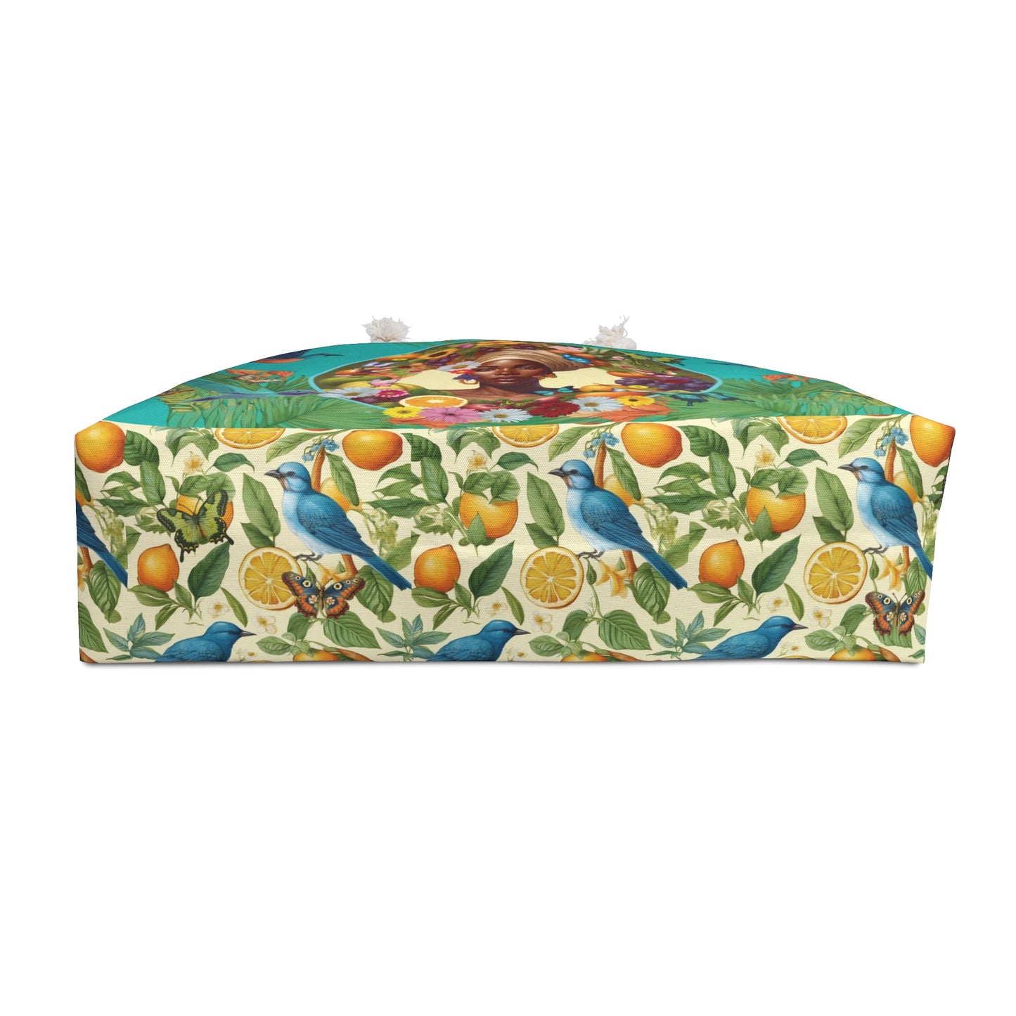 Organically Me A Caribbean Gina Hibiscus Plant Garden Large Weekender Tote Bag with Black Woman 12"x13