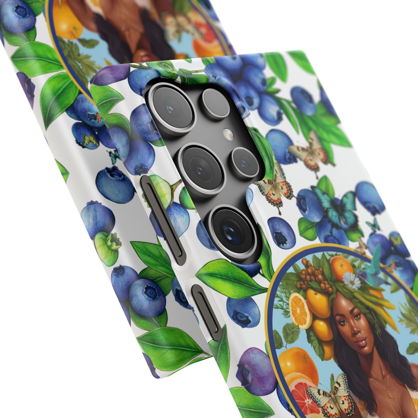 Organically Me Blueberry Plant B Garden Snap Phone Case with Black Woman, for iPhone and Android