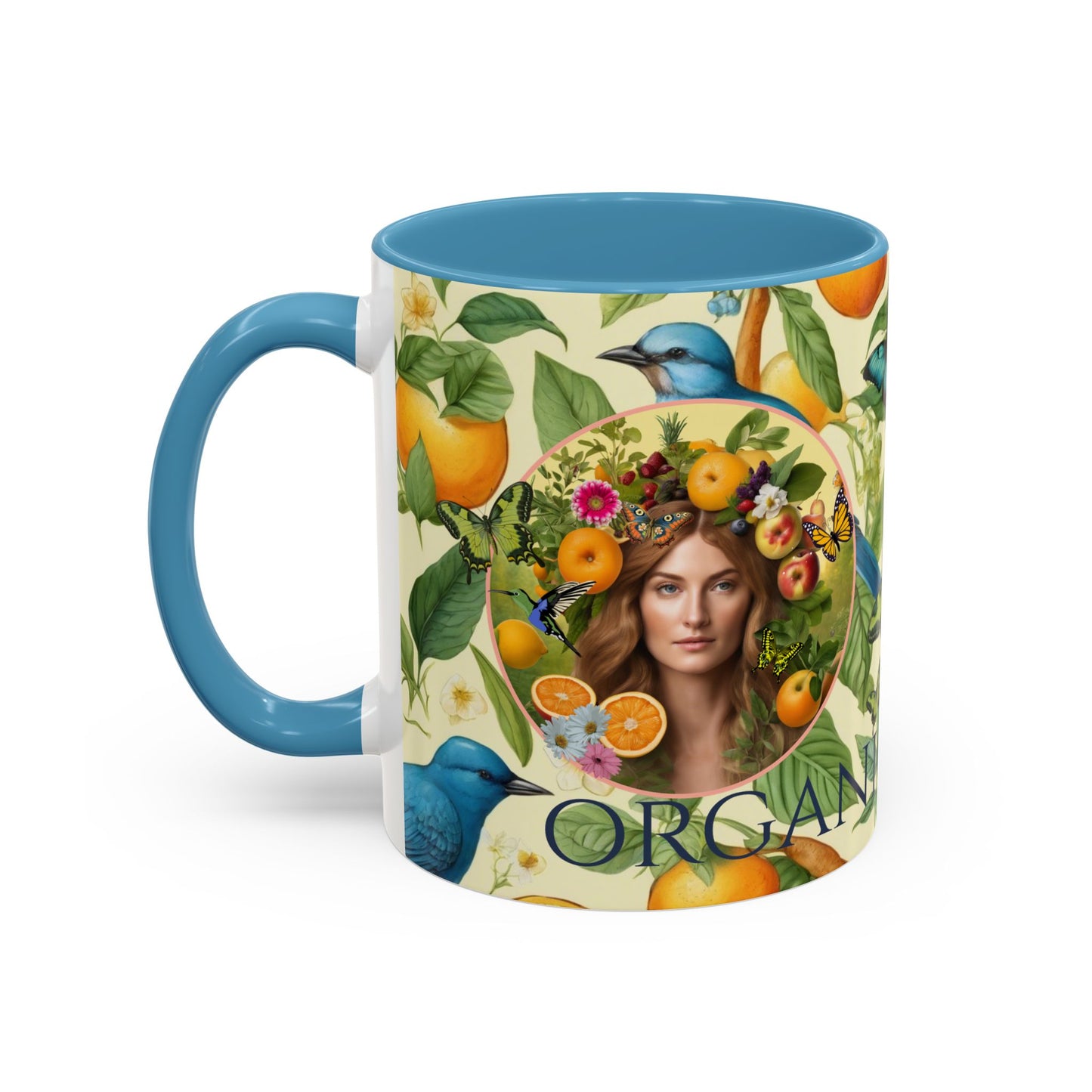 Organically Me A Lemon Bluebird Leda Plant Garden Vegan Ceramic Plant Mug with Black woman (11oz) 8 Color Combos