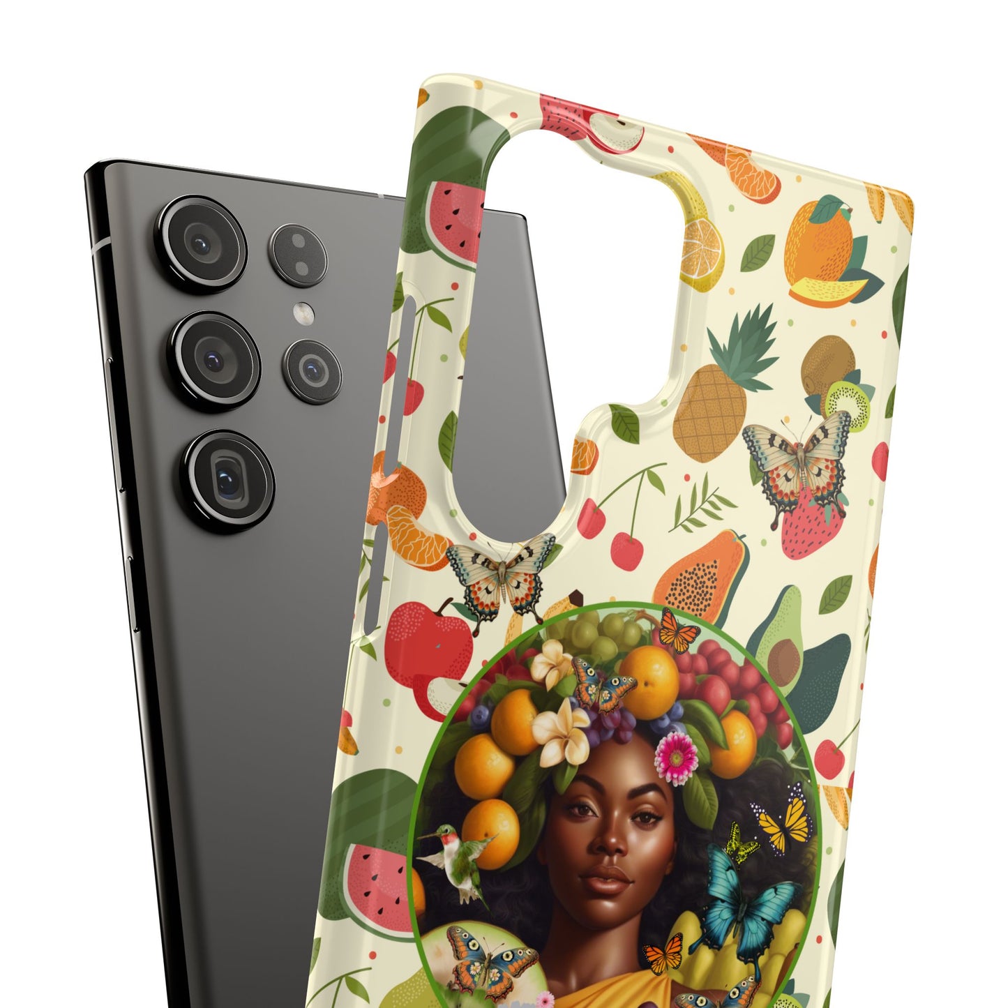 Organically Me Fruit & Veggie Queen Plant Garden Snap Phone Case with Black Woman, for iPhone and Android