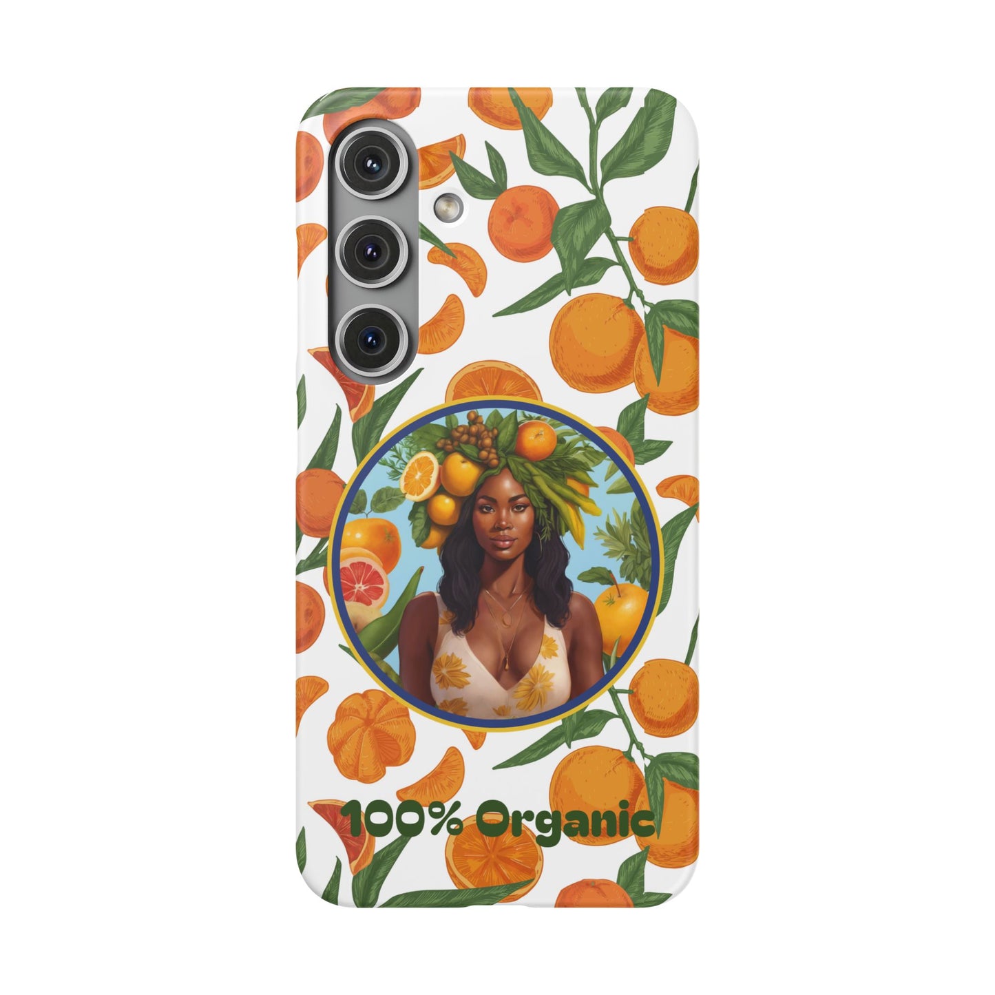 100% Organic Orange Plant Garden Snap Phone Case with Black Woman, Veggie Chic for Androids and iPhone models