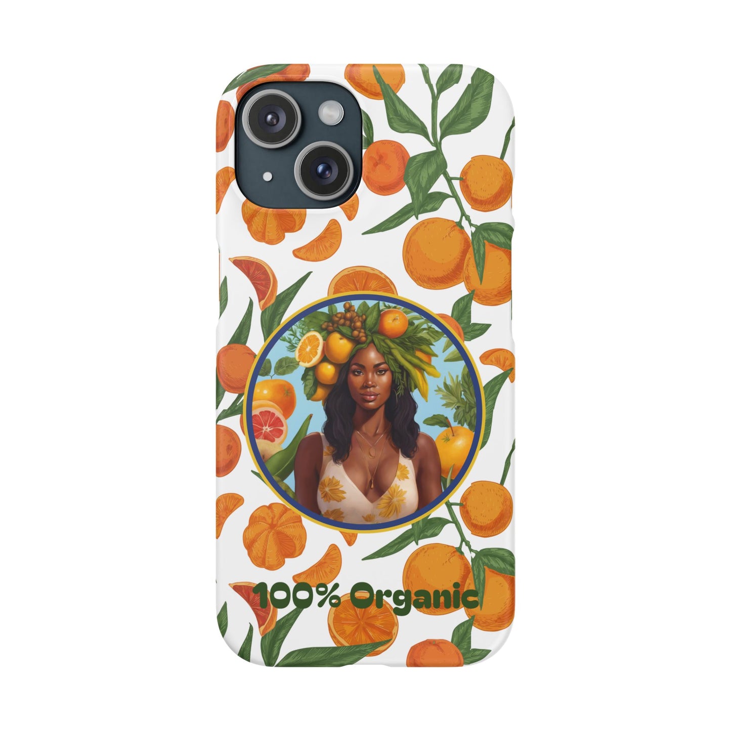 100% Organic Orange Plant Garden Snap Phone Case with Black Woman, Veggie Chic for Androids and iPhone models