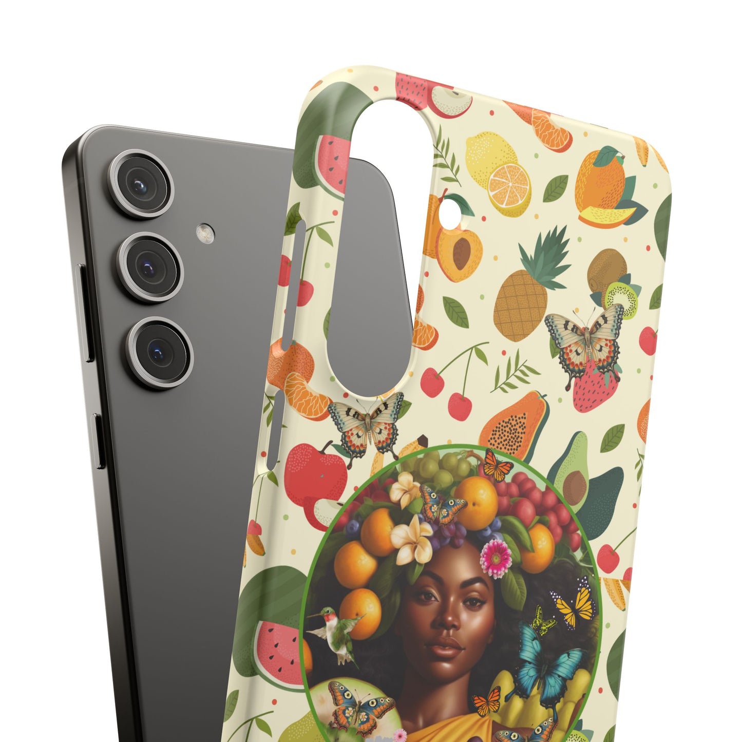 Organically Me Fruit & Veggie Queen Plant Garden Snap Phone Case with Black Woman, for iPhone and Android