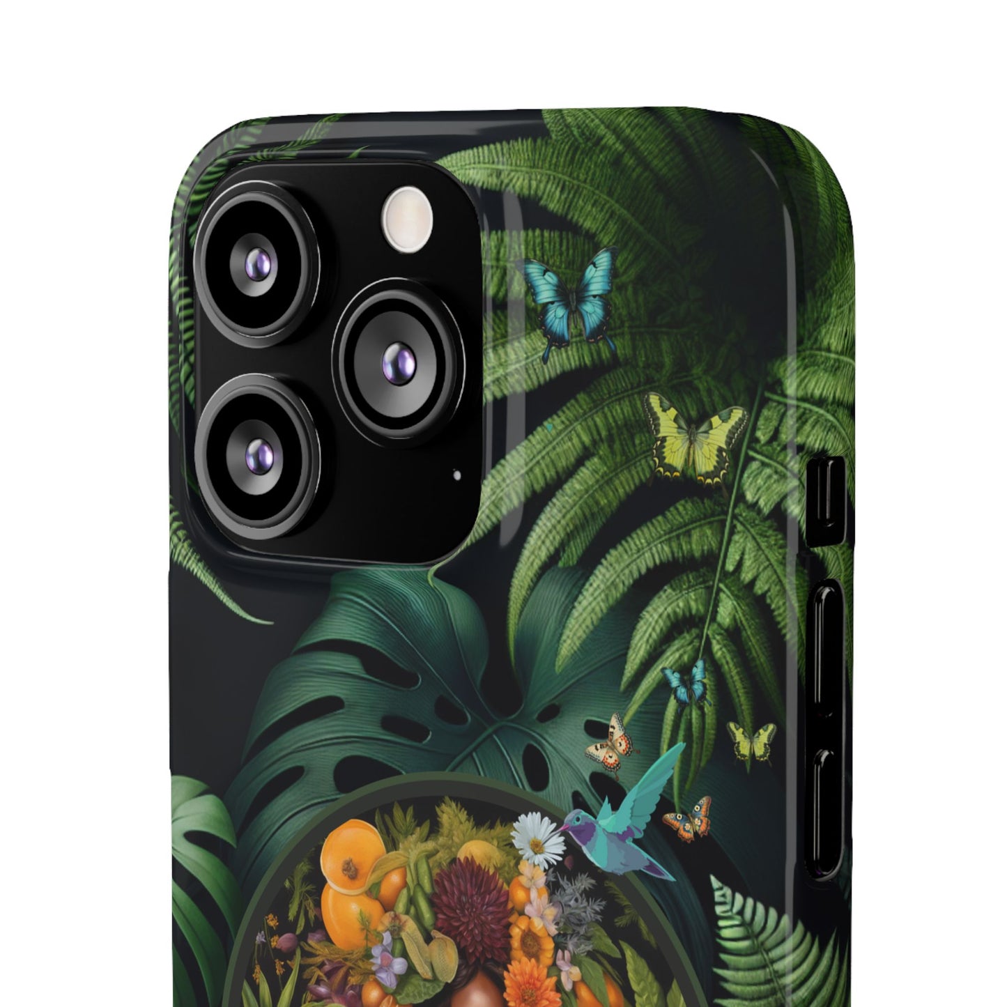 100% Organic A Fern Monstera Plant Garden Snap Phone Case with Black Woman, for iPhone and Android Models