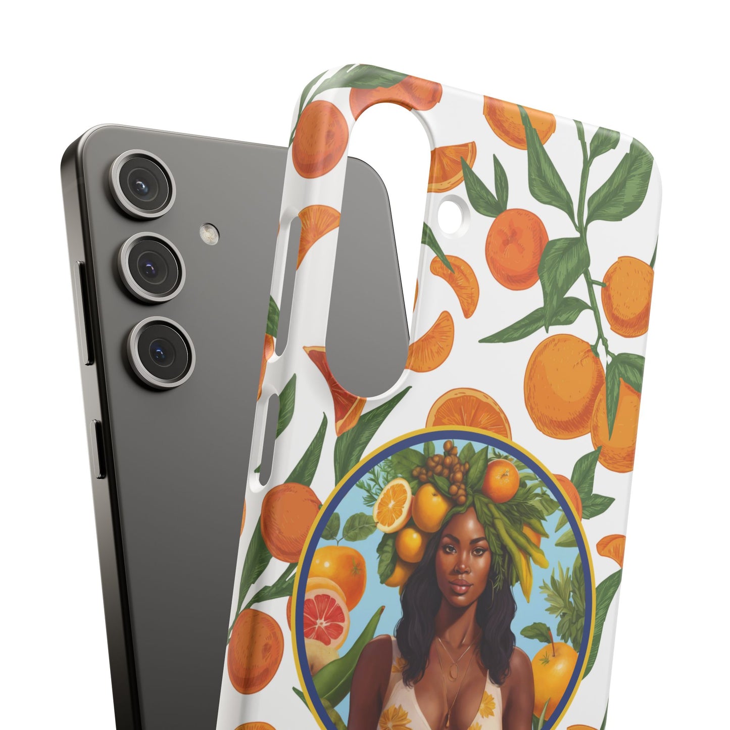 100% Organic Orange Plant Garden Snap Phone Case with Black Woman, Veggie Chic for Androids and iPhone models