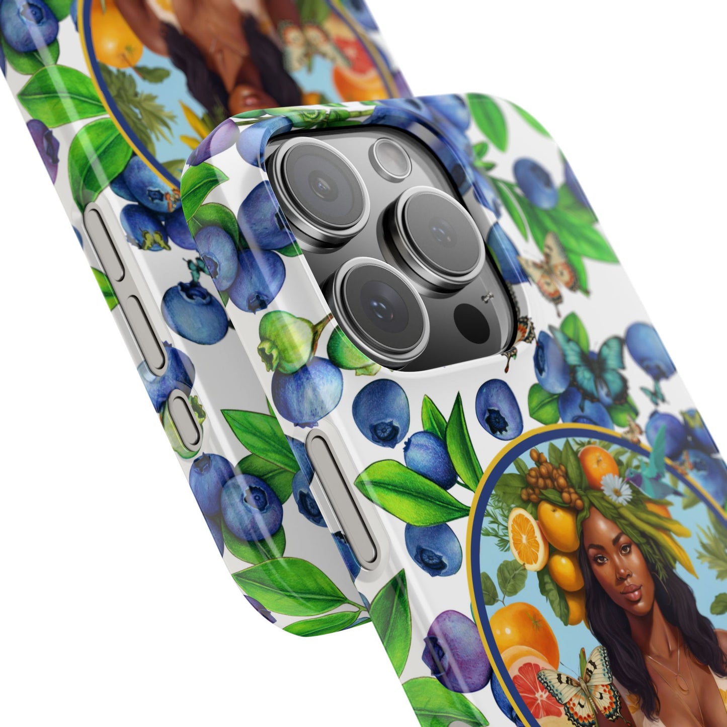 Organically Me Blueberry Plant B Garden Snap Phone Case with Black Woman, for iPhone and Android