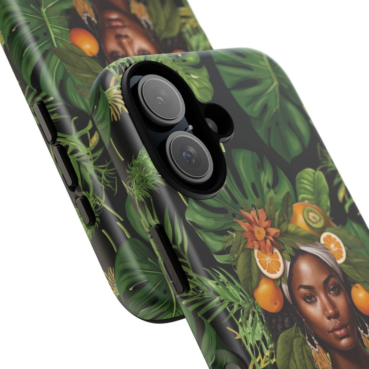 Organically Me A Black Jungle Plant Garden: Tough iPhone 16 Case with Eco Garden Monstera Plant Vibe and Black Woman
