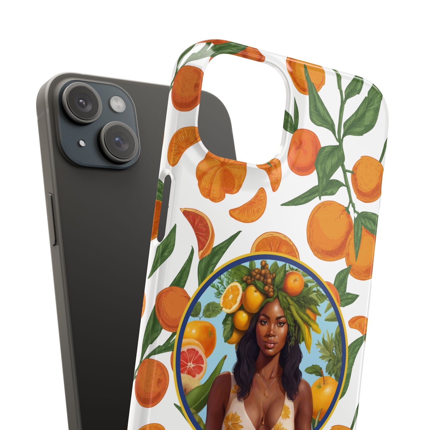 100% Organic Orange Plant Garden Snap Phone Case with Black Woman, Veggie Chic for Androids and iPhone models