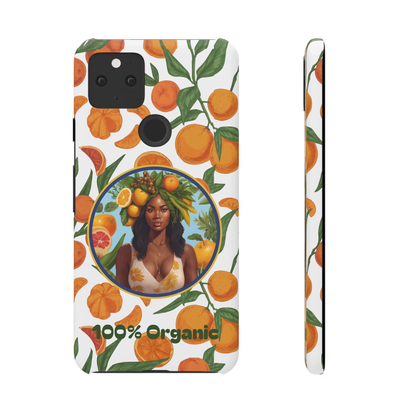 100% Organic Orange Plant Garden Snap Phone Case with Black Woman, Veggie Chic for Androids and iPhone models