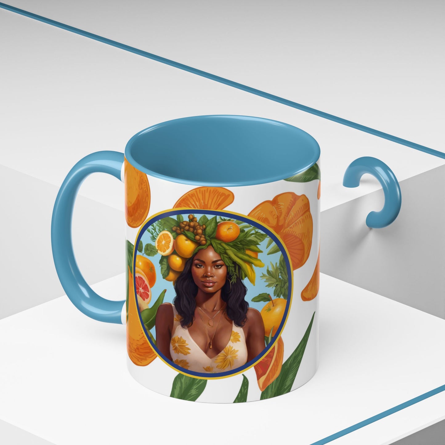 100% Organic Orange Plant Garden Vegan Ceramic Plant Mug with Black woman (11oz) 8 Color Combos