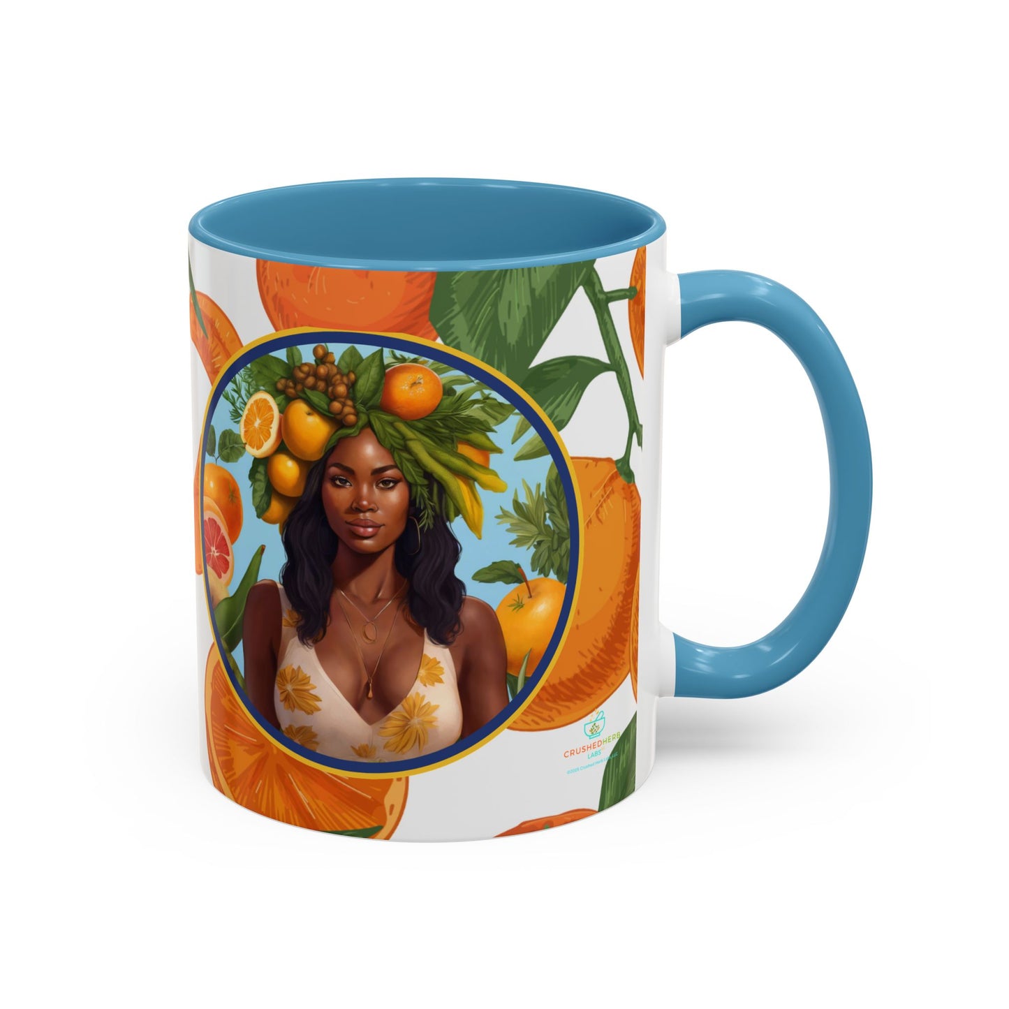 100% Organic Orange Plant Garden Vegan Ceramic Plant Mug with Black woman (11oz) 8 Color Combos