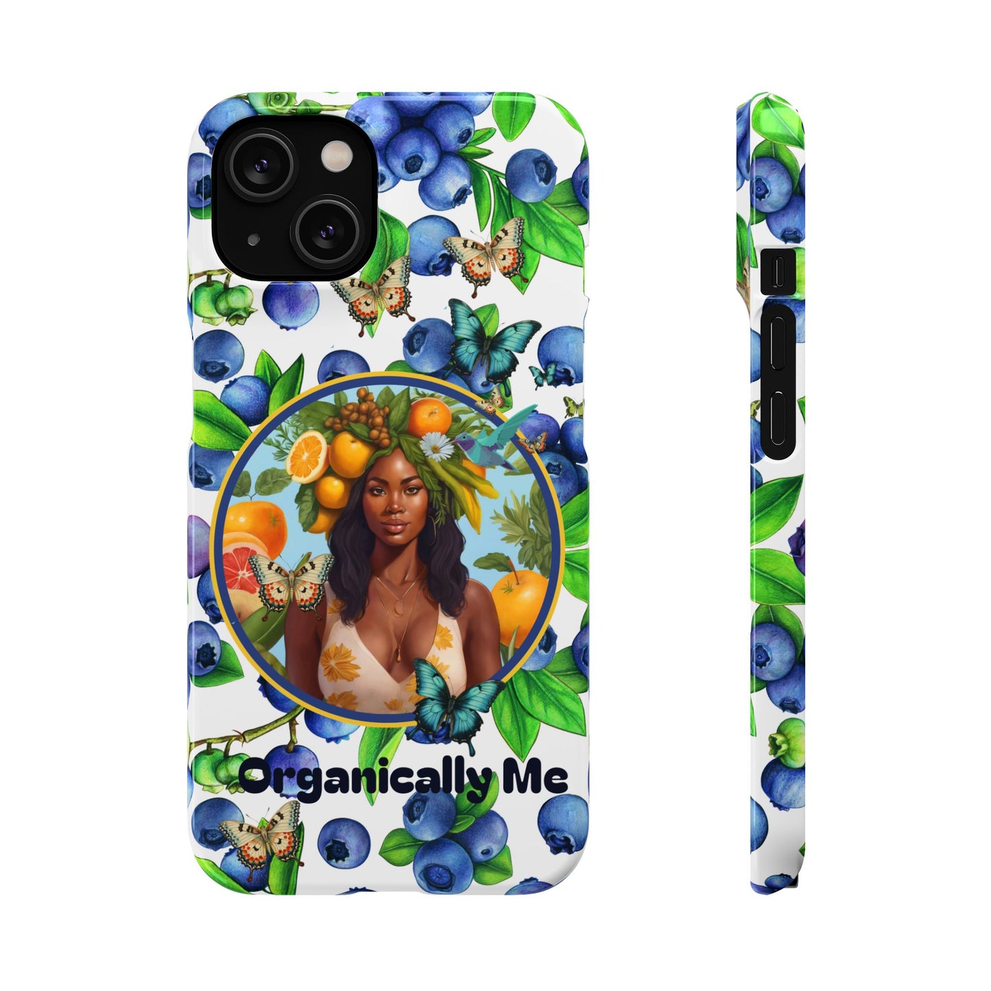 Organically Me Blueberry Plant B Garden Snap Phone Case with Black Woman, for iPhone and Android