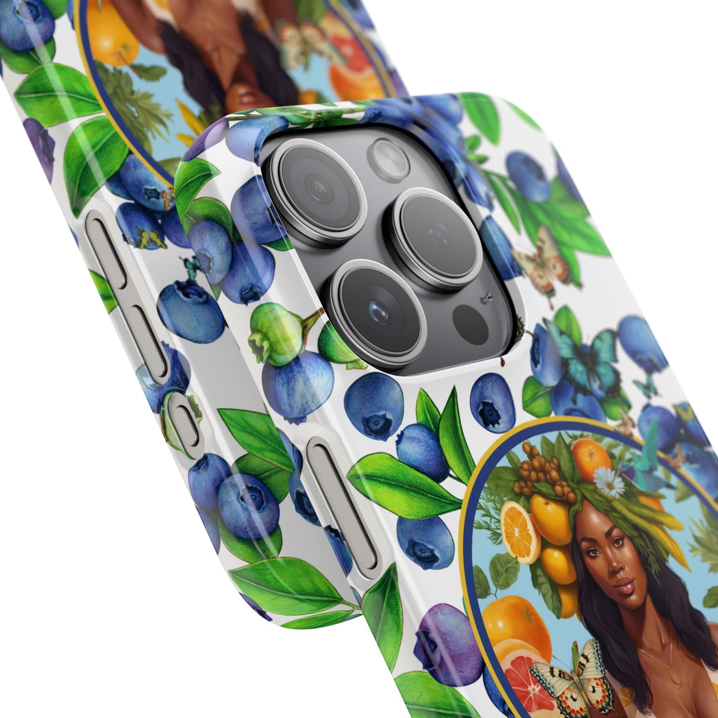 Organically Me Blueberry Plant B Garden Snap Phone Case with Black Woman, for iPhone and Android