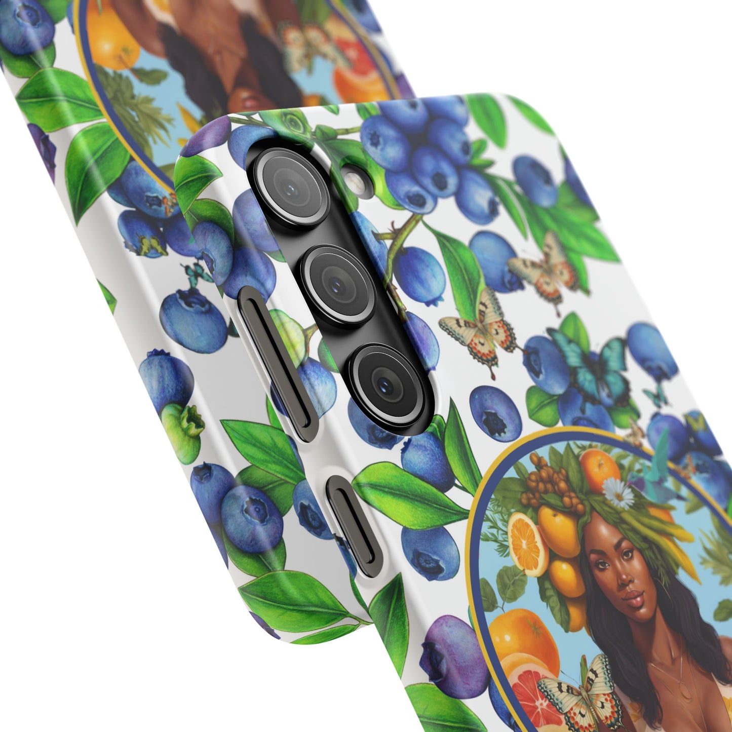 Organically Me Blueberry Plant B Garden Snap Phone Case with Black Woman, for iPhone and Android