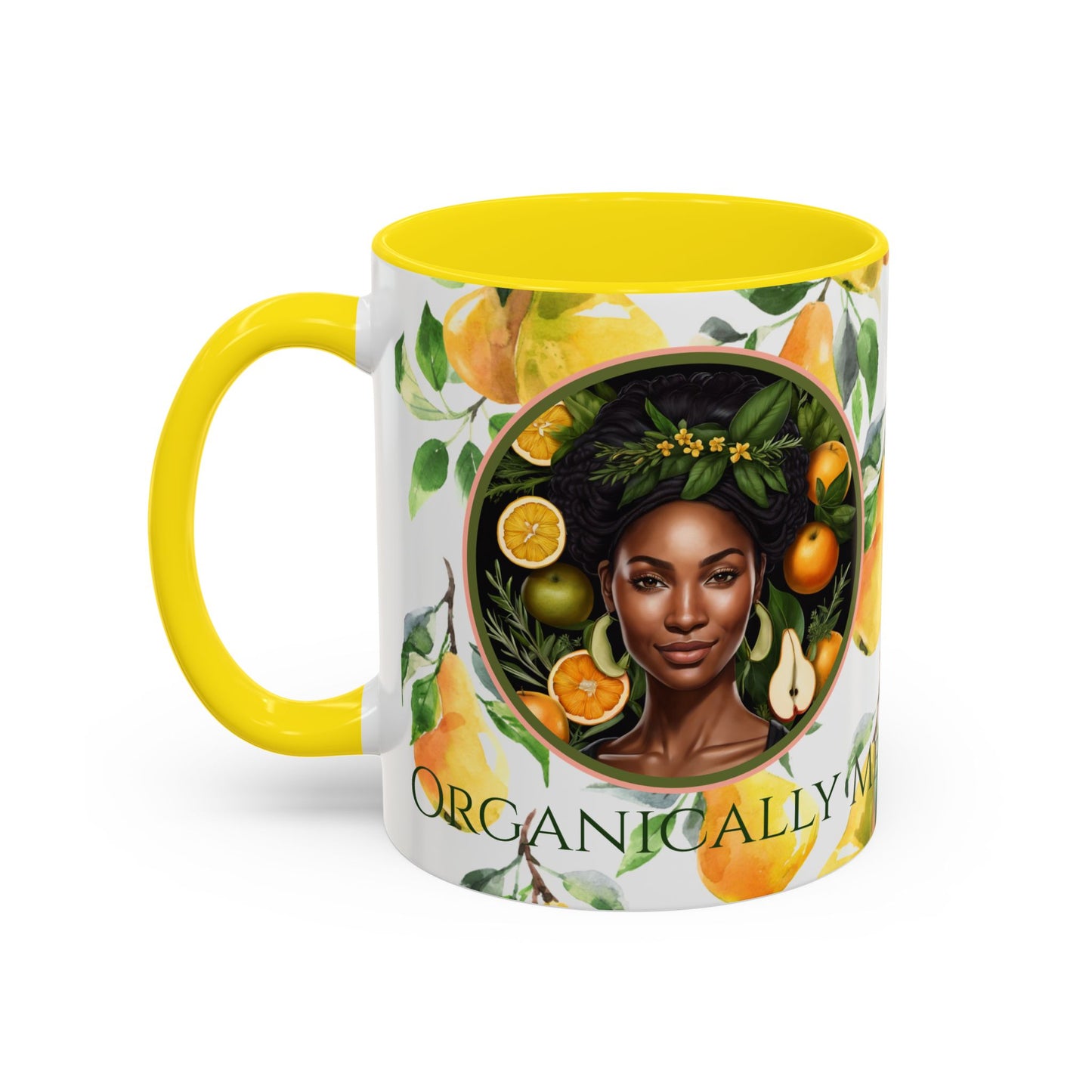Organically Me Yellow Pear Plant Garden Vegan Ceramic Plant Mug with Black woman (11oz) 8 Color Combos