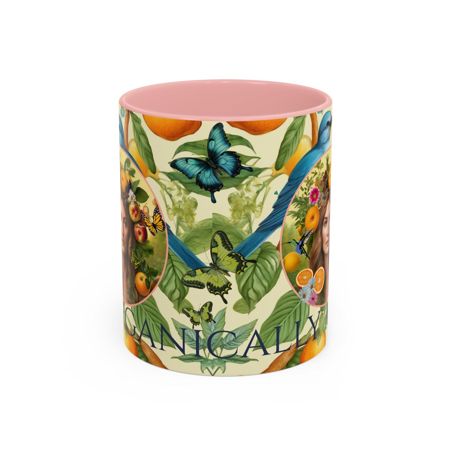 Organically Me A Lemon Bluebird Leda Plant Garden Vegan Ceramic Plant Mug with Black woman (11oz) 8 Color Combos