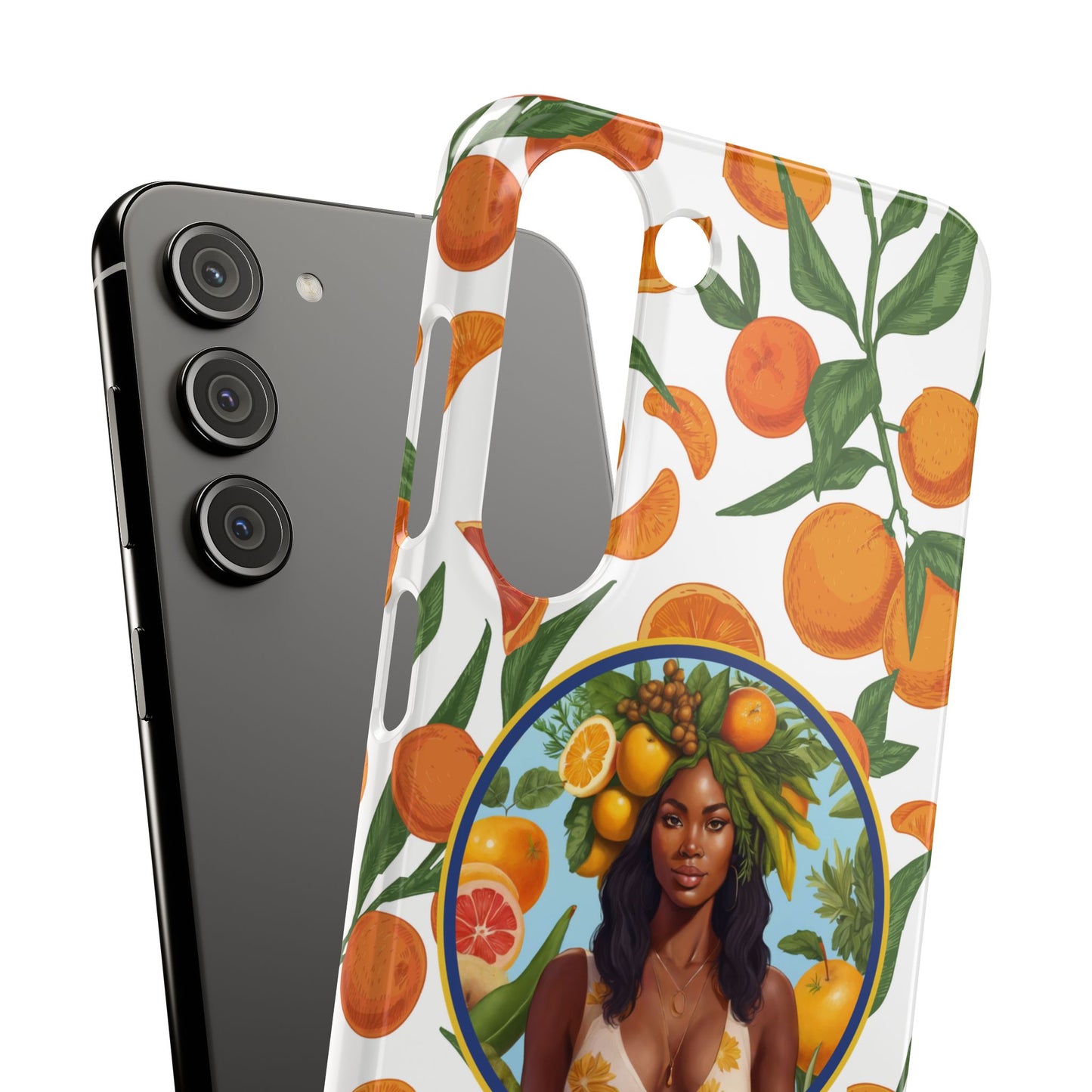 100% Organic Orange Plant Garden Snap Phone Case with Black Woman, Veggie Chic for Androids and iPhone models