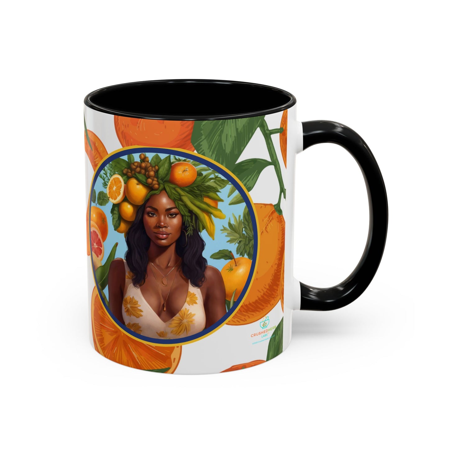 100% Organic Orange Plant Garden Vegan Ceramic Plant Mug with Black woman (11oz) 8 Color Combos