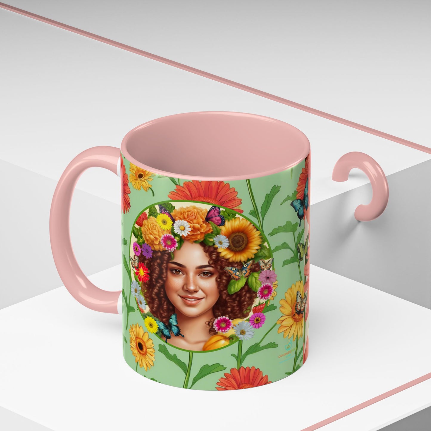 100% Organic Daisy Joy2 Plant Garden Vegan Ceramic Plant Mug Double Sided (11oz) 8 Color Combos