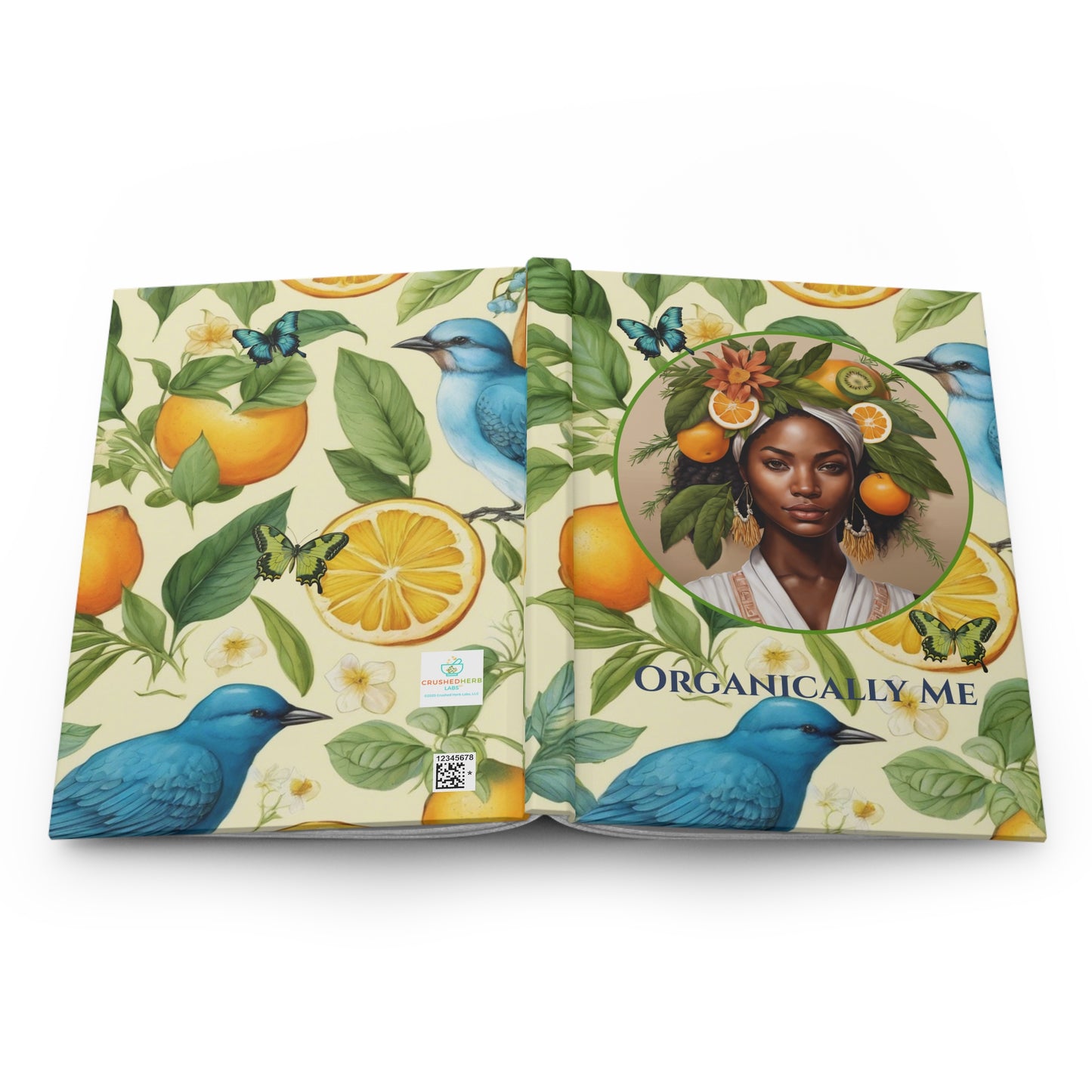 Organically Me A Lemon Bluebird Plant Garden & Vegan Hardcover Journal, Matte 150 pages, Black women