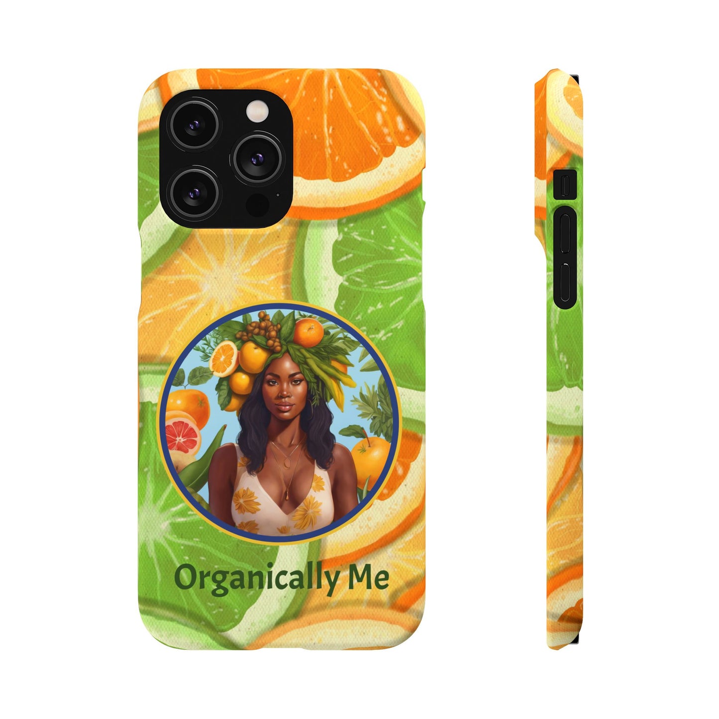 Organically Me Citrus Fruits Garden Snap Phone Case with Black Woman, Veggie Chic for Androids and iPhone models
