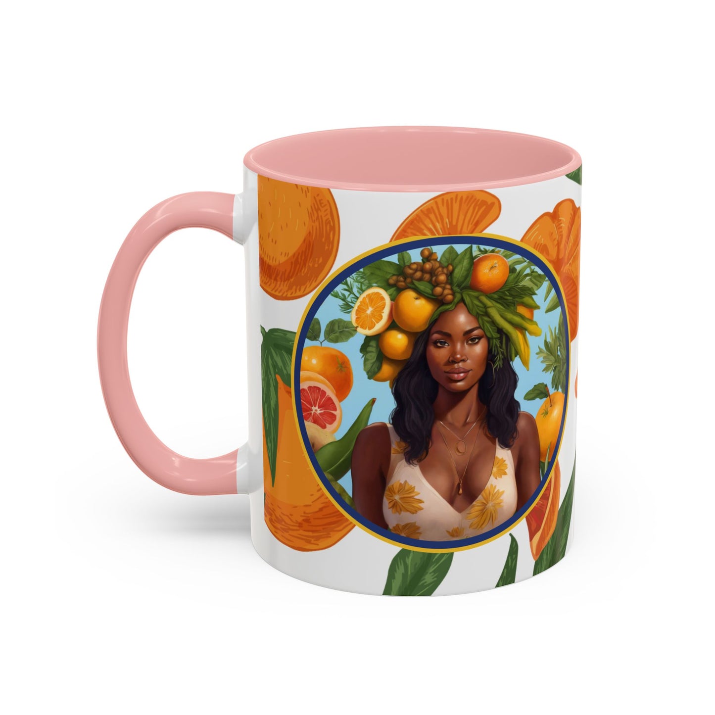 100% Organic Orange Plant Garden Vegan Ceramic Plant Mug with Black woman (11oz) 8 Color Combos