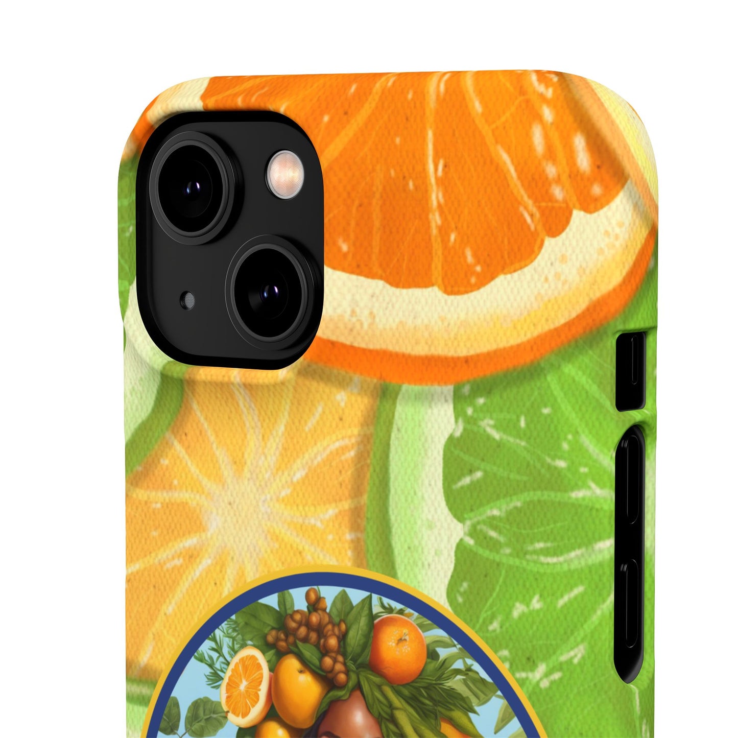 Organically Me Citrus Fruits Garden Snap Phone Case with Black Woman, Veggie Chic for Androids and iPhone models