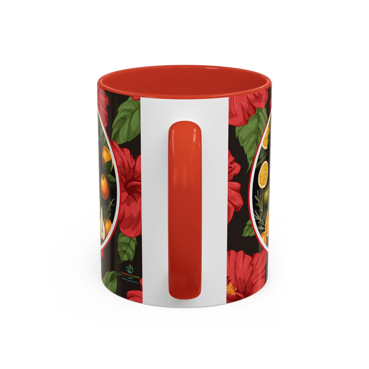 Organically Me Red and White Hibiscus Plant Garden Vegan Ceramic Plant Mug with Black woman (11oz) 8 Color Combos