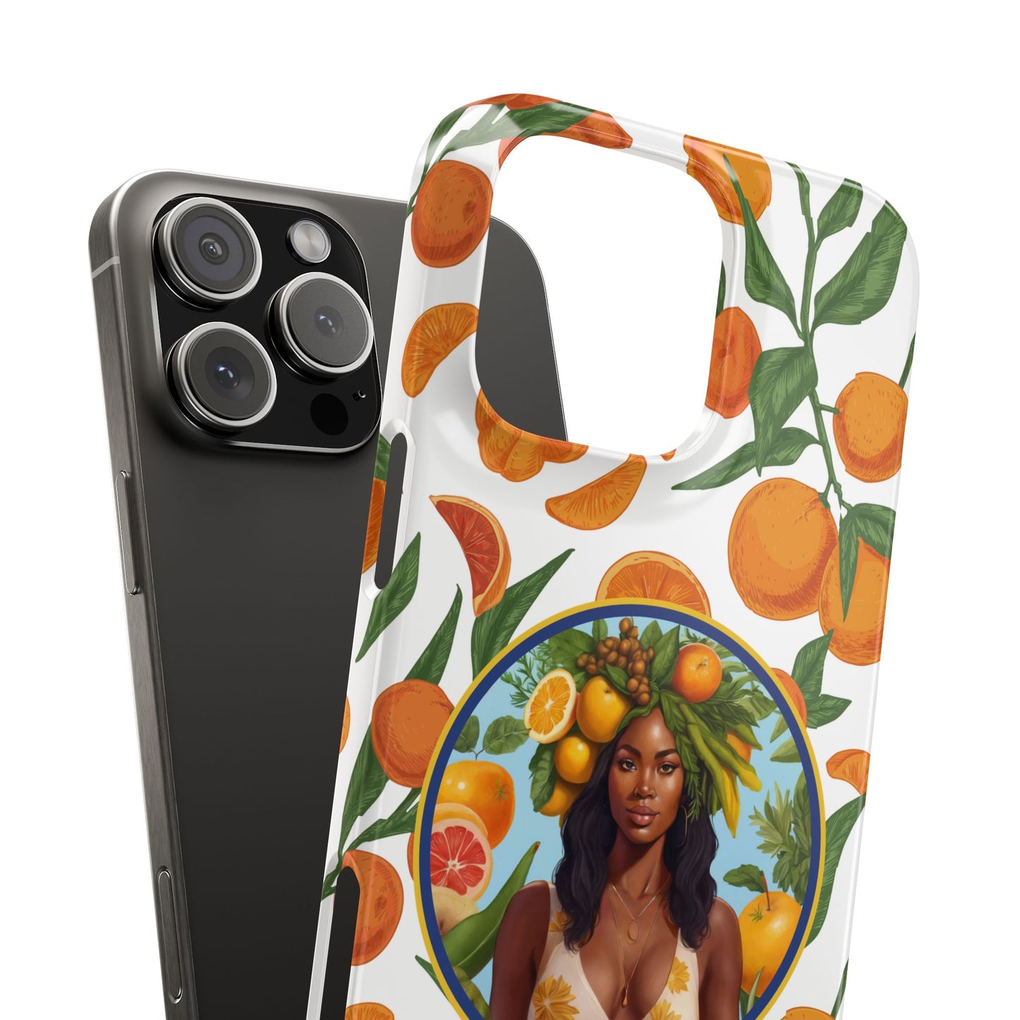 100% Organic Orange Plant Garden Snap Phone Case with Black Woman, Veggie Chic for Androids and iPhone models