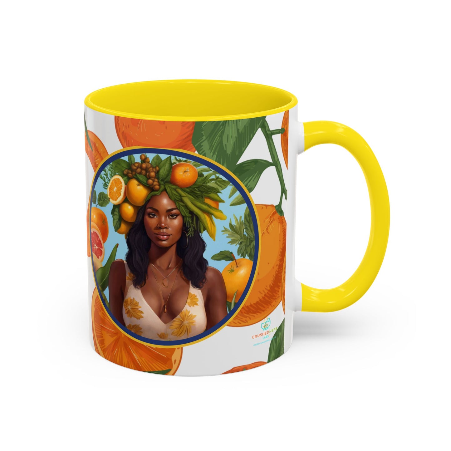 100% Organic Orange Plant Garden Vegan Ceramic Plant Mug with Black woman (11oz) 8 Color Combos