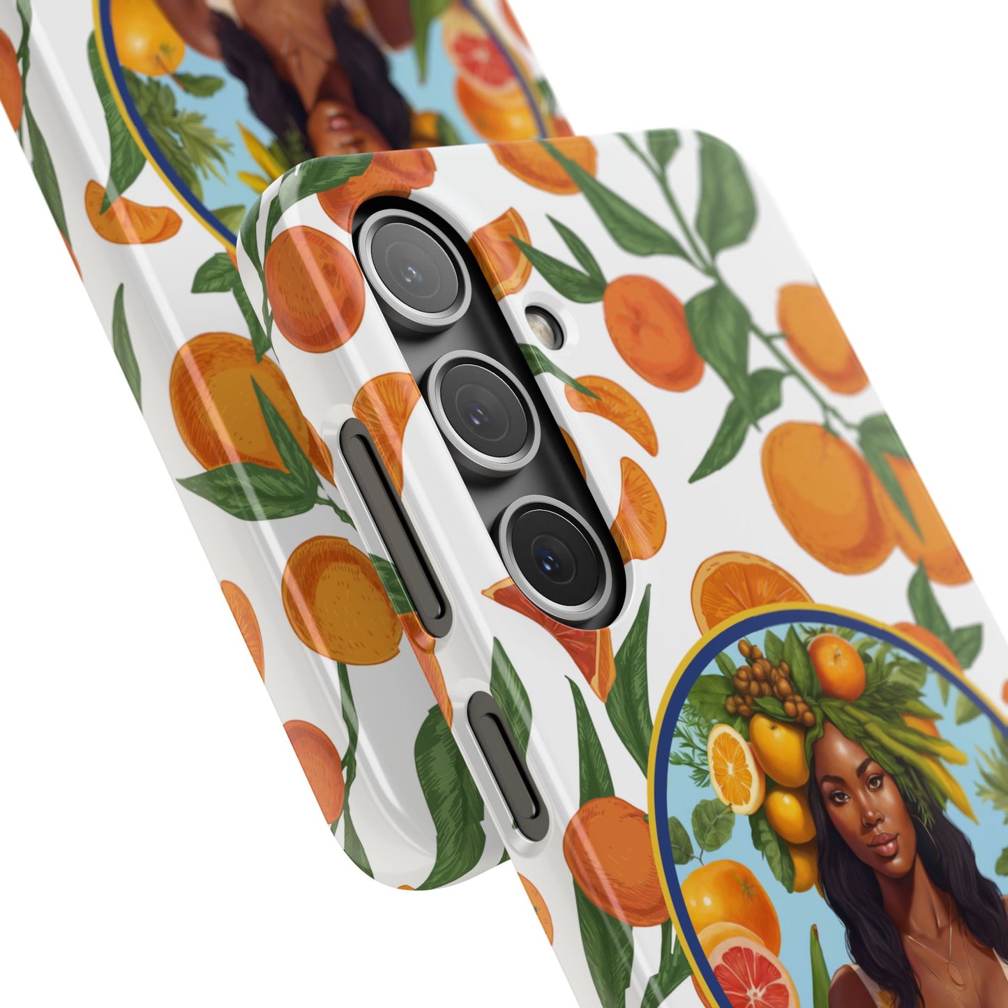 100% Organic Orange Plant Garden Snap Phone Case with Black Woman, Veggie Chic for Androids and iPhone models