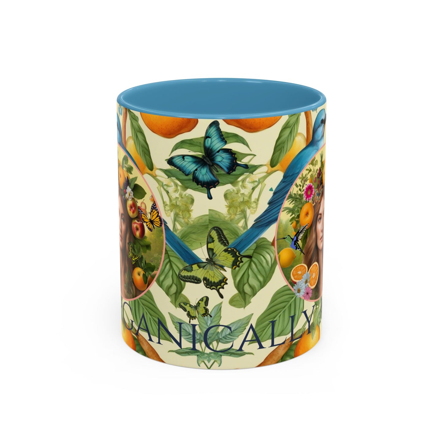 Organically Me A Lemon Bluebird Leda Plant Garden Vegan Ceramic Plant Mug with Black woman (11oz) 8 Color Combos