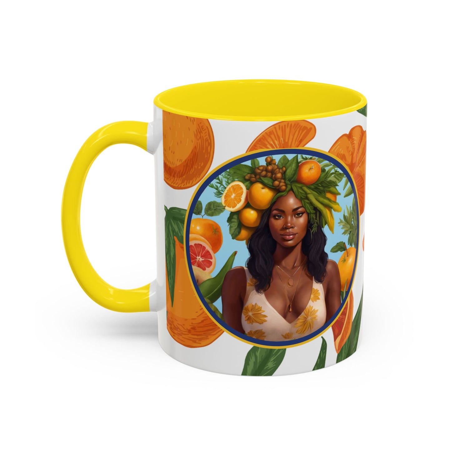 100% Organic Orange Plant Garden Vegan Ceramic Plant Mug with Black woman (11oz) 8 Color Combos