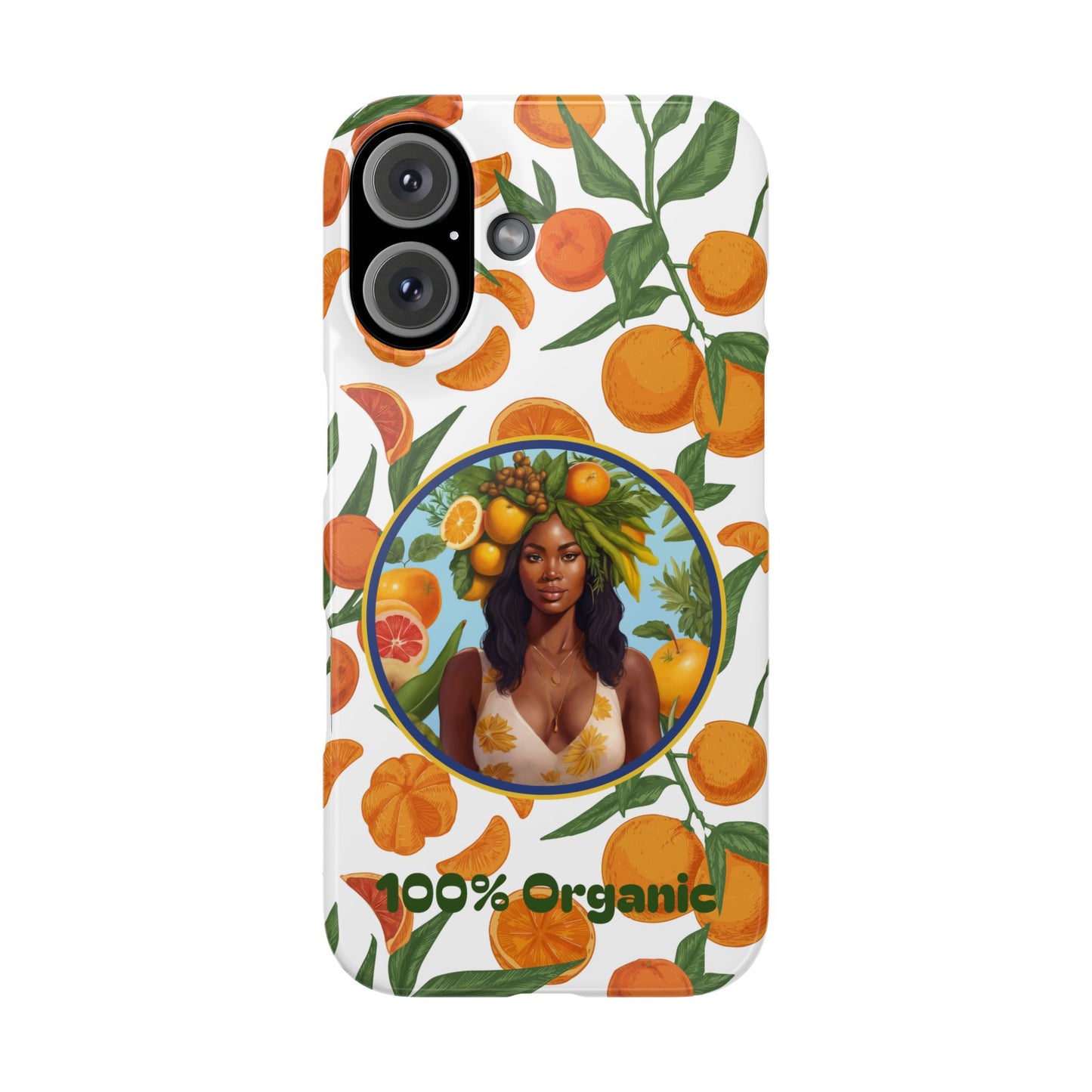 100% Organic Orange Plant Garden Snap Phone Case with Black Woman, Veggie Chic for Androids and iPhone models