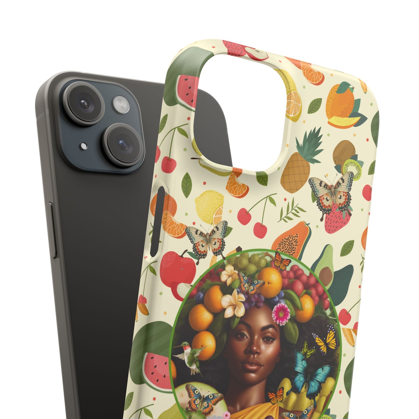 Organically Me Fruit & Veggie Queen Plant Garden Snap Phone Case with Black Woman, for iPhone and Android