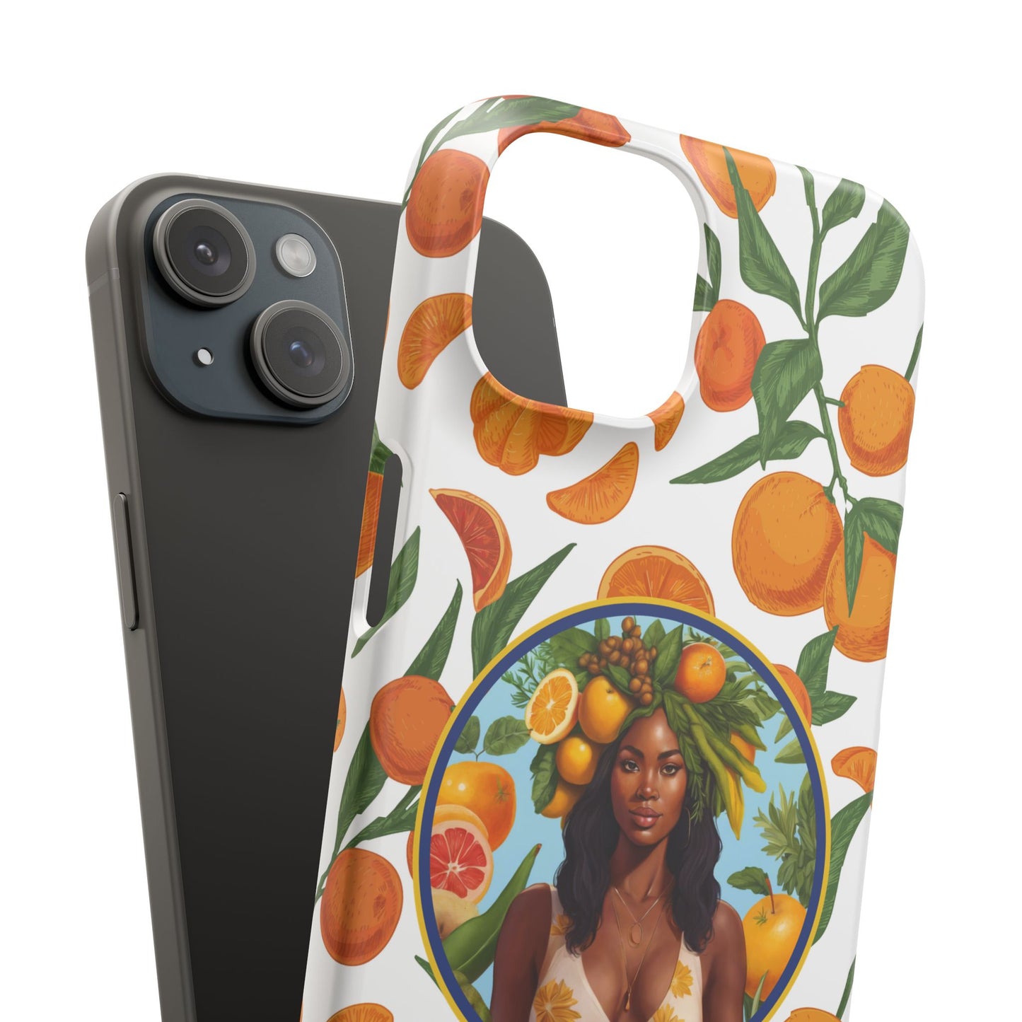 100% Organic Orange Plant Garden Snap Phone Case with Black Woman, Veggie Chic for Androids and iPhone models