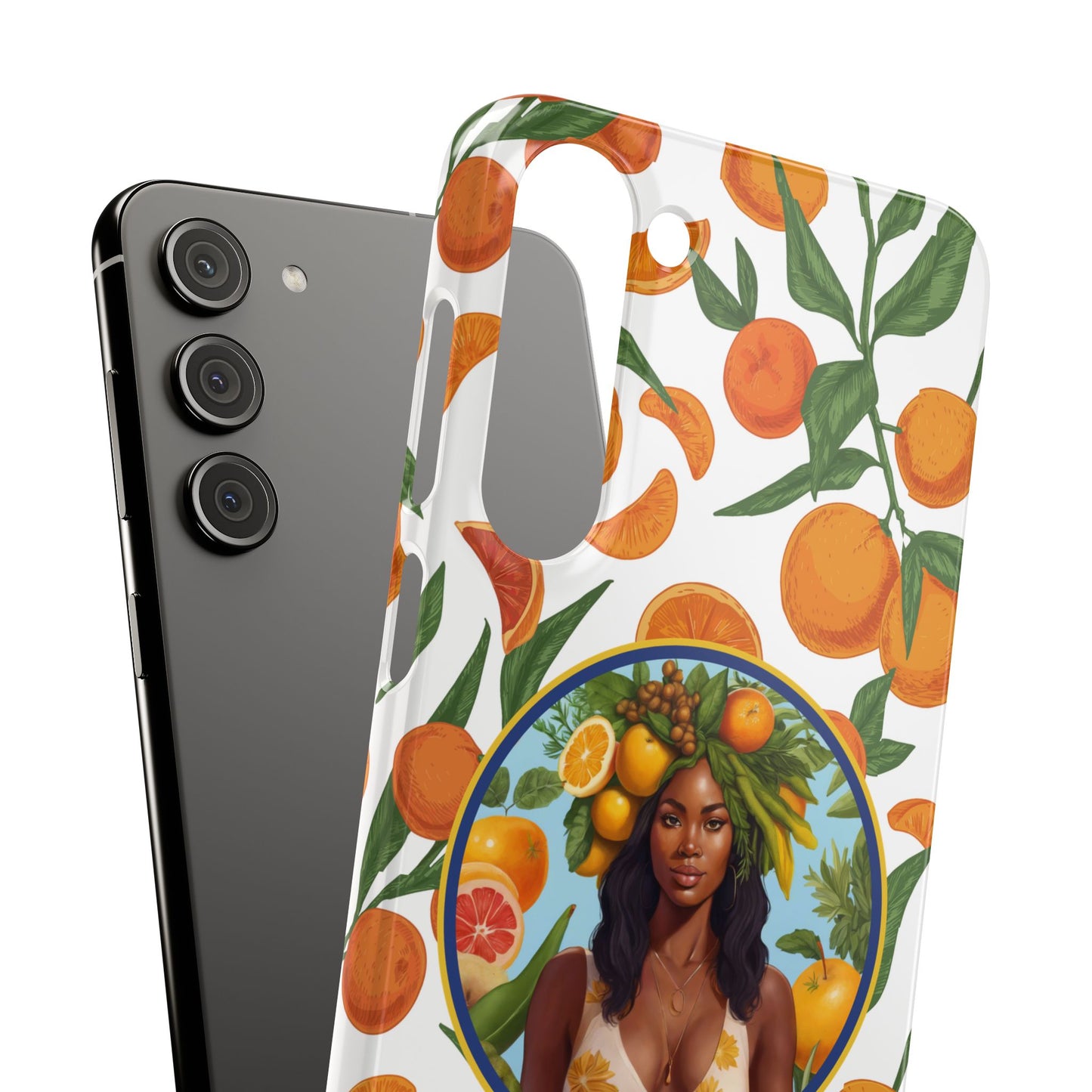 100% Organic Orange Plant Garden Snap Phone Case with Black Woman, Veggie Chic for Androids and iPhone models