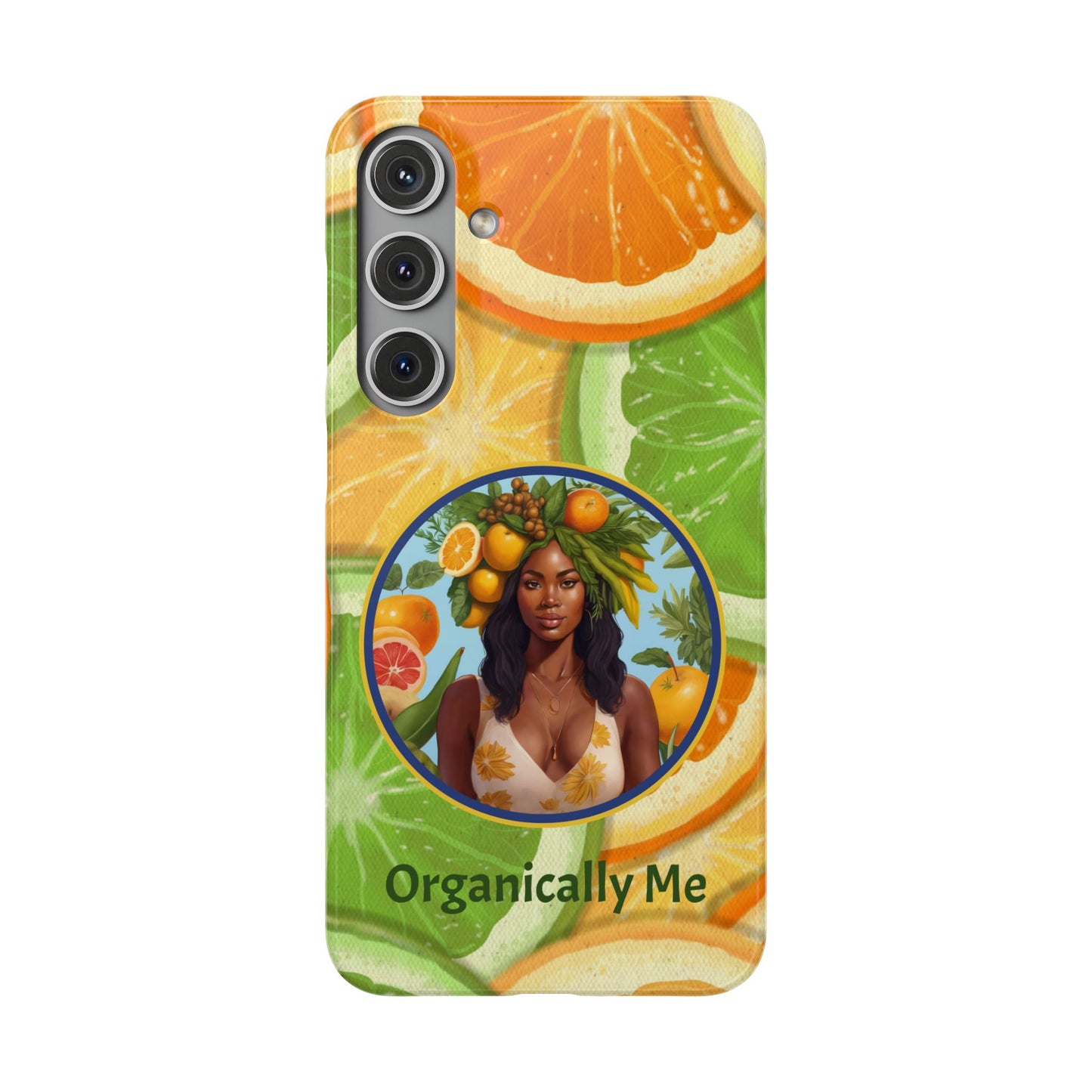 Organically Me Citrus Fruits Garden Snap Phone Case with Black Woman, Veggie Chic for Androids and iPhone models