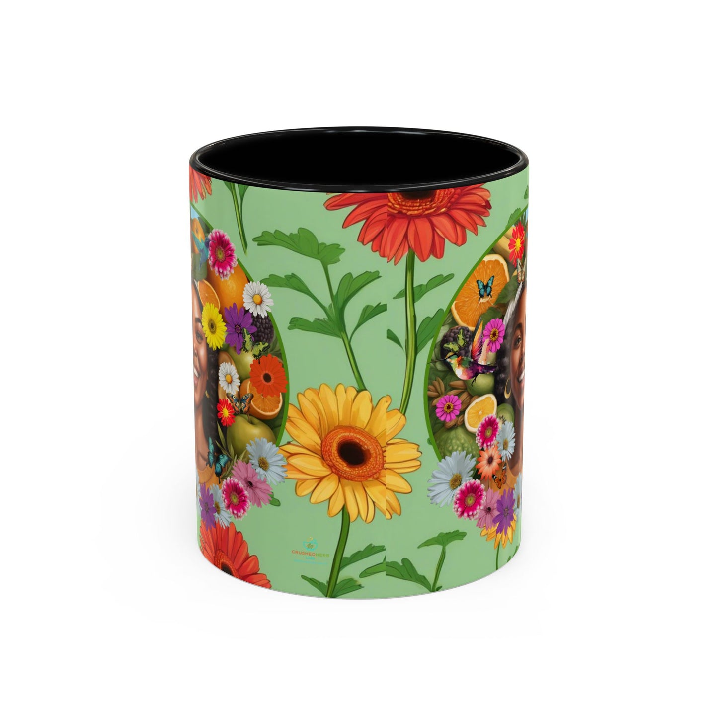Organically Me A Joy Daisy Plant Garden Vegan Ceramic Plant Mug with Black woman (11oz) 8 Color Combos