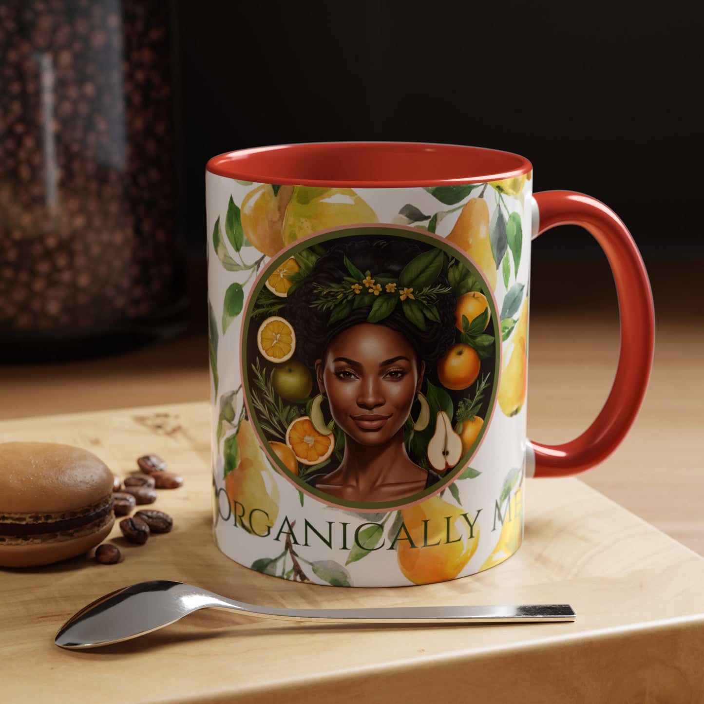 Organically Me Yellow Pear Plant Garden Vegan Ceramic Plant Mug with Black woman (11oz) 8 Color Combos