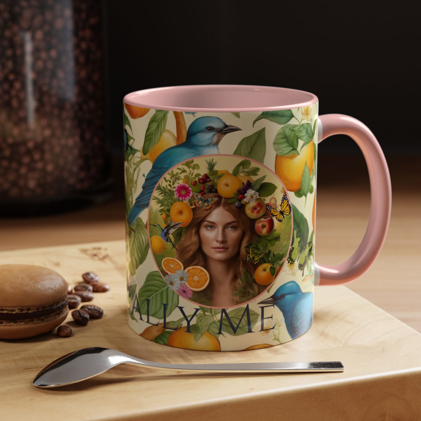 Organically Me A Lemon Bluebird Leda Plant Garden Vegan Ceramic Plant Mug with Black woman (11oz) 8 Color Combos