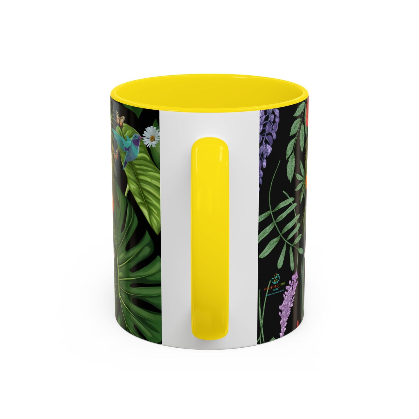 100% Organic Black Jungle Plant Garden Vegan Ceramic Plant Mug with (11oz) 8 Color Combos Double-Side Design