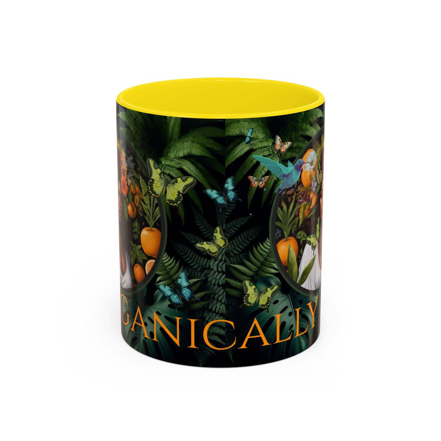 100% Organic A Fern Monstera Plant Garden Vegan Ceramic Plant Mug with Black woman (11oz) 8 Color Combos