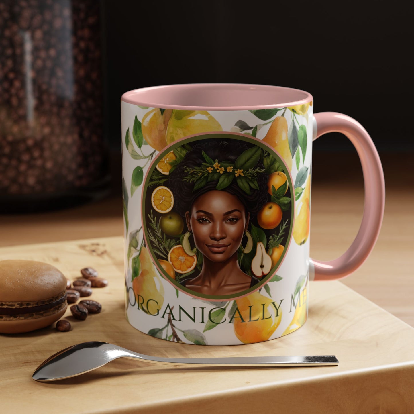 Organically Me Yellow Pear Plant Garden Vegan Ceramic Plant Mug with Black woman (11oz) 8 Color Combos