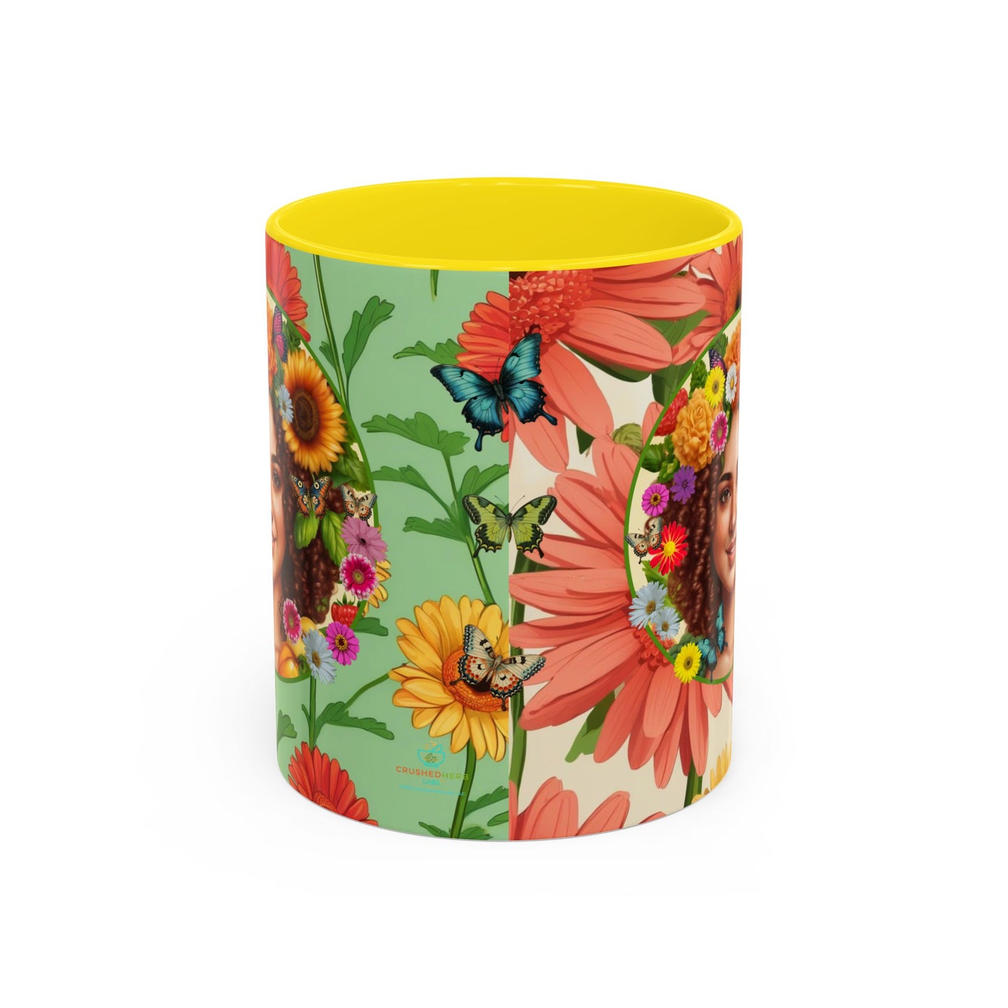 100% Organic Daisy Joy2 Plant Garden Vegan Ceramic Plant Mug Double Sided (11oz) 8 Color Combos