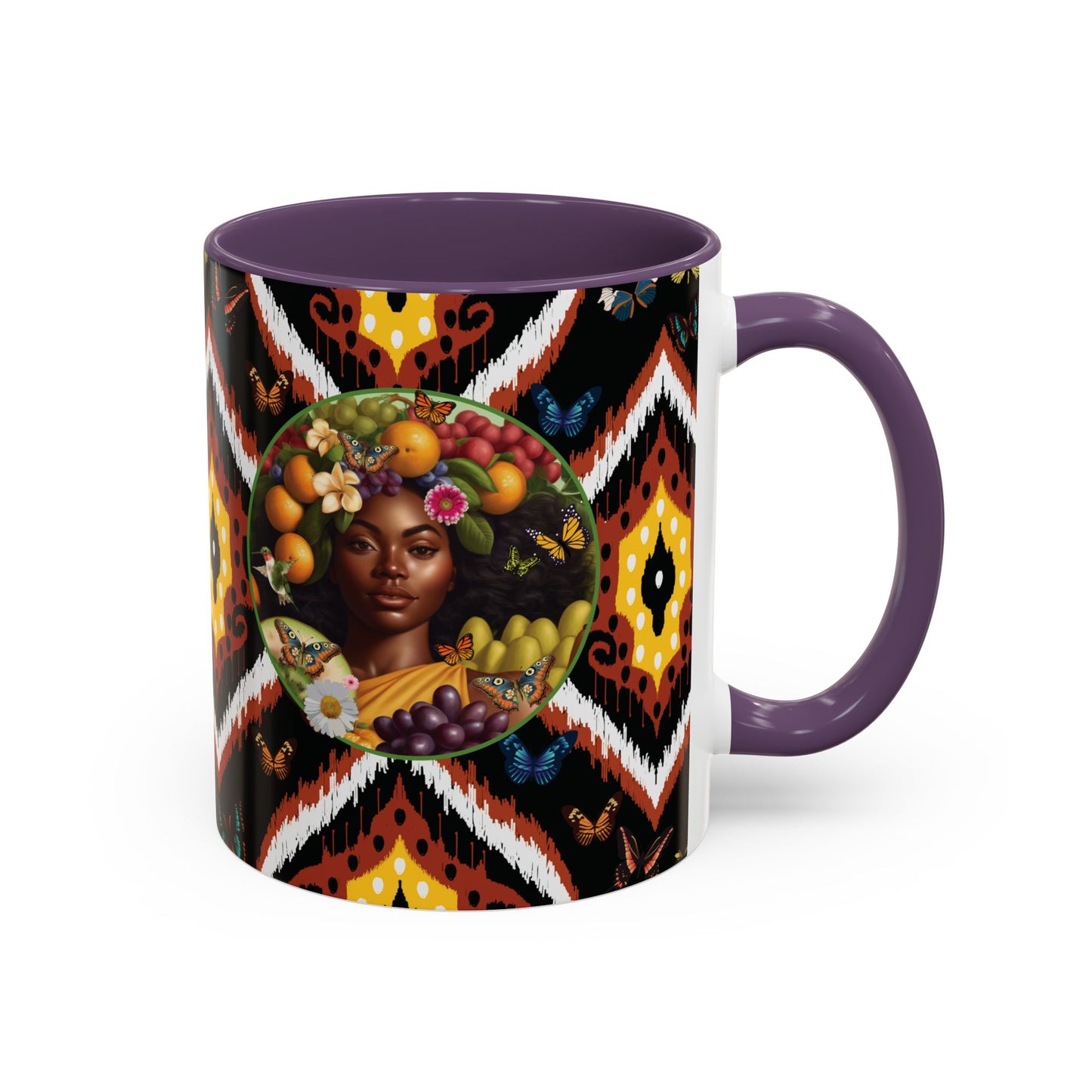 Organically Me A.1 Tribal Butterfly Plant Garden Vegan Ceramic Plant Mug with Black woman (11oz) 8 Color Combos