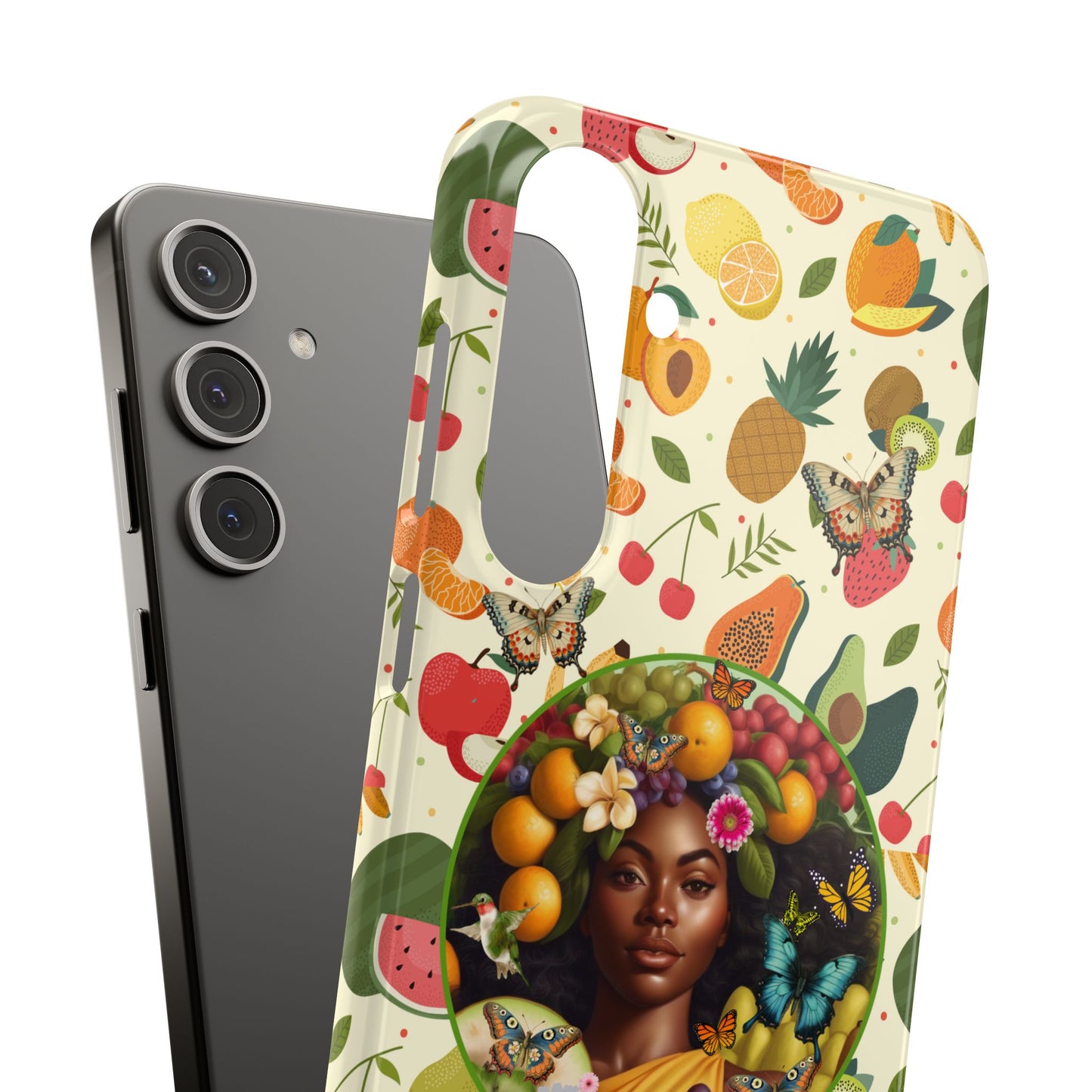 Organically Me Fruit & Veggie Queen Plant Garden Snap Phone Case with Black Woman, for iPhone and Android